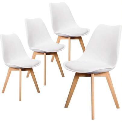 LUMO HOME Sillas de Comedor Tulip: Modernas con Asiento Acolchado | Diseño Minimalista | Estilo Moderno y Elegante Uso para Comedor o Jardín |   Ideales para Interiores y Exteriores (Blanco)
