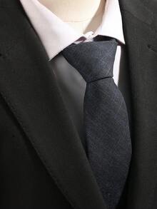 1pc Navy Blue Plaid Casual Versatile Polyester Comfortable Necktie - Multicolor - View 2