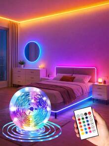 RGB LED Strip Lights, 5V USB Powered With 24-Key Remote Control - Adjustable Color Ambiance Lighting For Bedroom, TV Backlight, Gaming Room, Halloween/Christmas Decor - [Available Length: 3ft To 131ft] - Multicolor - View 2