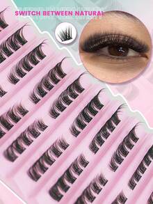 8-16mm Mixed Length Cluster False Eyelashes Set, DIY Individual Lash Extension, Soft Lightweight Wispy Natural To Dramatic Effect, Reusable Beginner-Friendly Kit With Tweezers And Lash Brush - View 4