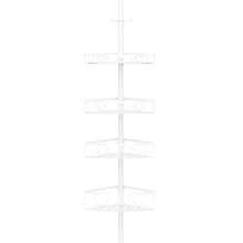 Kadolina - Soporte de ducha esquinero de tensión estante de ducha de 4 niveles estante de almacenamiento de ducha de 53 a 120 pulgadas de altura ajustable soporte de champú para baño tina organizador de accesorios de ducha blanco - Blanco - Ver 7