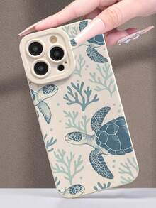 Turtle Painted Hollow-Out Beige Painted Minimalist Fashion Creative Shockproof Phone Case Compatible With Ip 17/Ip 17pro/Ip 17promax/ IP16/11/16pro/16plus/16promax/16e/15Promax/13/14/12/XS/XR/7G/8P, Compatible With Samsung Galaxy S25/S25PLUS/S25 Ultra/A16/A36/A26/A56/A50/A12/A32 S26 S26PLUS - Multicolor - View 4