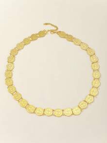 1件金属硬币腰链，圆形圆盘身体链，适合女性日常佩戴 - 腰鏈 - 查看 2