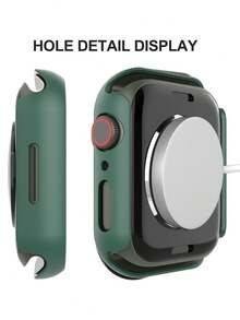 钢化玻璃屏幕保护膜 - 全包覆硬壳PC保护壳,高清超薄,兼容 Series Ultra/SE/11/10/9/8/7/6/5/4/3/2/1,适用于38/40/41/42/44/45/46/49mm表壳,智能手表配件,绿色 - 綠色 - 查看 4