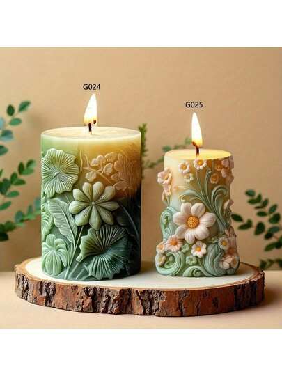 用于浇铸花柱的硅胶模具 - 可重复使用的多腔蜡、树脂和粘土模具，带有优雅的雏菊和叶子图案 - 易脱模不粘工艺模具，适用于家居装饰、婚礼中心摆件、DIY礼品、装饰品、精致工艺品