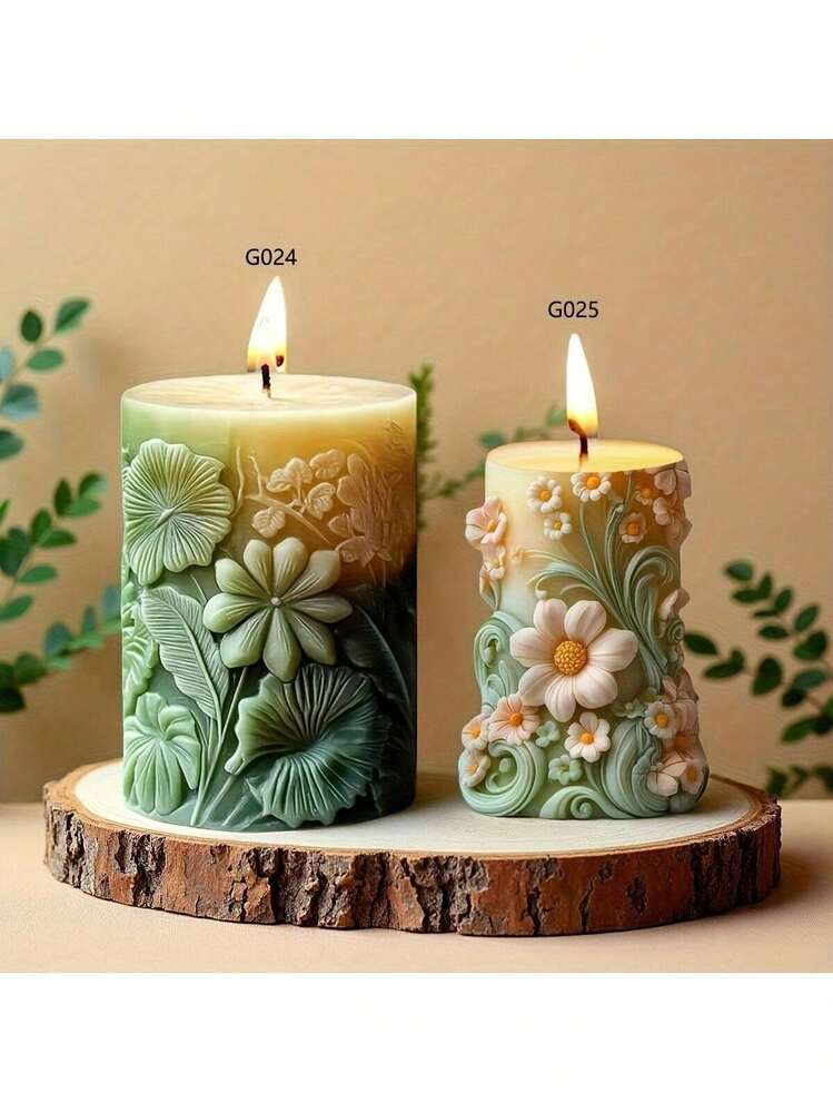 用于浇铸花柱的硅胶模具 - 可重复使用的多腔蜡、树脂和粘土模具，带有优雅的雏菊和叶子图案 - 易脱模不粘工艺模具，适用于家居装饰、婚礼中心摆件、DIY礼品、装饰品、精致工艺品 - 白色 - 查看 1