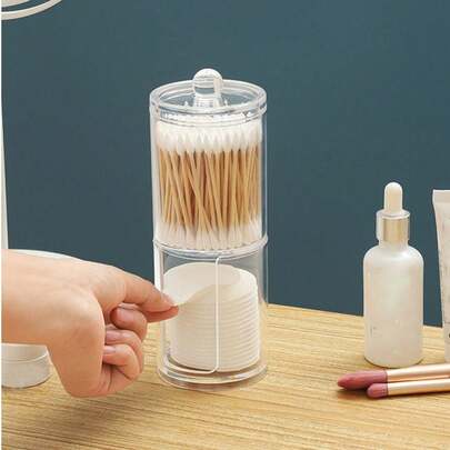 Hộp đựng bông tẩy trang tròn bằng acrylic, hộp đựng tăm bông vuông bằng nhựa có nắp, hộp đựng tăm xỉa răng trong suốt, hộp đựng bông tẩy trang.