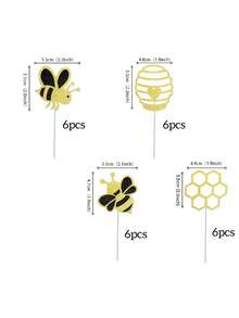 24 chiếc phụ kiện trang trí bánh cupcake hình ong mật lấp lánh - Thiết kế tổ ong lấp lánh cho tiệc tiết lộ giới tính - Trang trí bánh sinh nhật lễ hội & đồ dùng cao cấp, ngày tựu trường, ngày Valentine - Xem 8