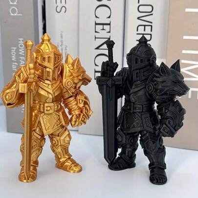 1个迷你狼骑士模型 - 重甲战士，配有狼头肩甲和巨剑 - 桌面角色扮演游戏收藏品，中世纪展示模型 - 游戏玩家和爱好者的专属模型礼物