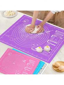 1pc Non-Stick Kneading Mat - Durable & Easy To Clean, Available In Blue/Purple/White/Pink, Convenient Cleaning, Suitable For Cookies, Dough, Cakes, Chinese Pastries, Essential Baking Tool, Great For Halloween, Christmas, Easter, Thanksgiving - Multicolor - View 7