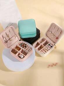 奢华大容量PU皮革首饰盒,多功能首饰收纳盒,便携式多层首饰盒,翻盖式首饰盒,旅行首饰收纳盒,女士首饰礼盒,化妆品收纳盒,防水防尘首饰盒,旅行配件,首饰展示收纳,旅行必备,适用于戒指、项链、手镯、口红等,节日礼物,女士礼物,圣诞礼物 - 彩色 - 查看 11