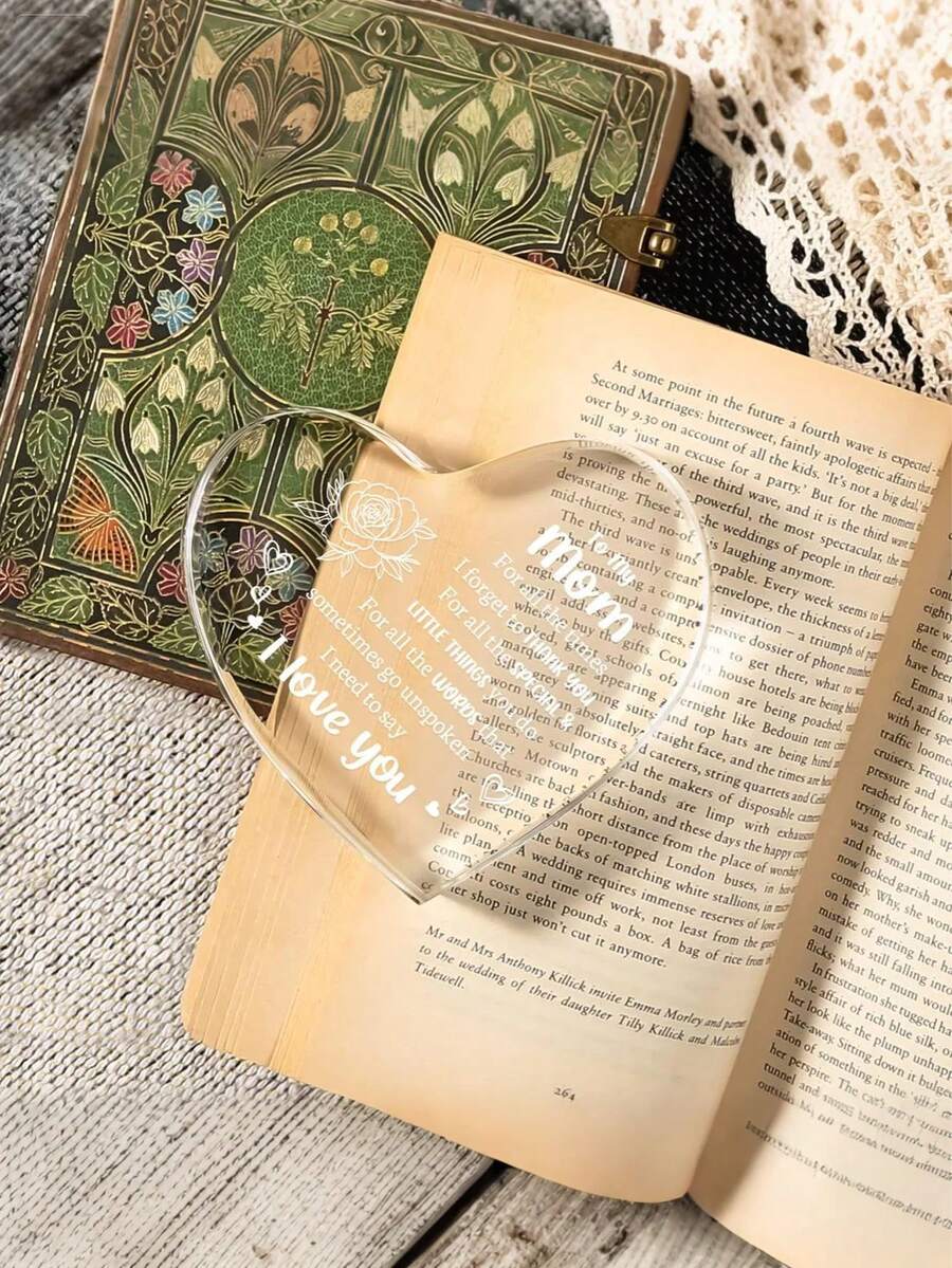 1件妈妈生日礼物，“我爱你，妈妈”亚克力纪念品 - 送给妈妈的女儿/儿子生日礼物，最佳圣诞节/母亲节礼物 - 母親節亞克力透明愛心 - 查看 1