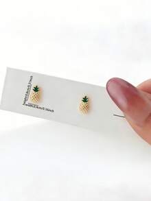 1 Pair Tiny Pineapple Stud Earring For Women, Summer Fruit Theme Earrings Jewelry For Daily Wear And Vacation Outfits - Summer Pineapple Earrings - View 3