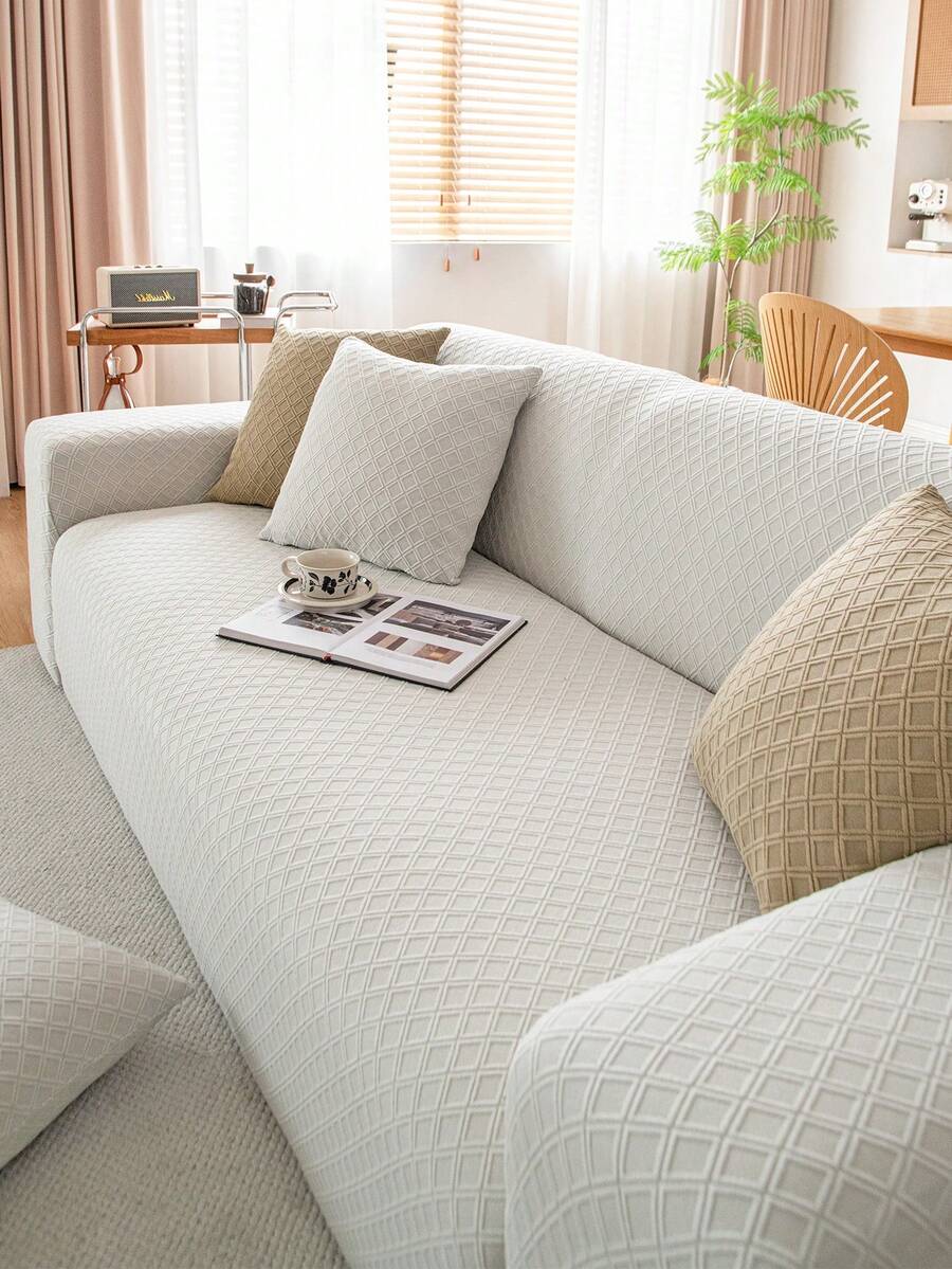 1 pieza Funda de sofá impermeable y de diseño de unicolor, funda de sofá decorativa para días festivos, de alta elasticidad y cobertura completa, se ajusta a sofás de 1/2/3/4 plazas
