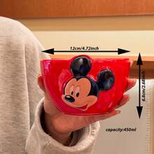Disney 卡通浮雕陶瓷碗，家用饭碗，生日/节日派对礼物（450毫升） - 彩色 - 查看 6
