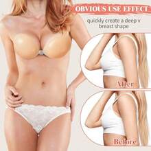 1对女士硅胶文胸，超薄粘性文胸，无肩带硅胶文胸，女士硅胶聚拢文胸垫，款式多样，适合婚礼穿着，乳贴，透气防水文胸，无肩带文胸 - 多色 - 查看 3