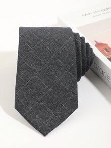 1条灰色格子休闲百搭涤纶舒适领带 - 彩色 - 查看 3