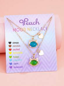 Bộ 2 mặt dây chuyền hình mèo, trái tim, khủng long, rùa, hoa, dứa dễ thương, đổi màu theo nhiệt độ, dành cho bé gái, quà tặng cho bạn thân. - Nhiều màu - Xem 16