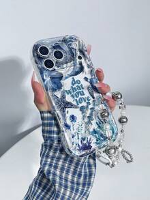 1pc Fashion Marine Life Element Pattern Thick Shockproof Phone Case With Metal Bead & Bow Lanyard, Suitable Compatible With Iphone11 12 13 14 11Promax 12Promax 13Promax 14Promax XR 15 15PRO 15PROMAX, GalaxyA05/A15/A25/A35/A53/A54/A55/S23/S24/S25 - Multicolor - View 2