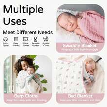 Hooded Towels Newborn 1Pack Muslin Organic Cotton Bath Towel With Hood Babies, Infant, Toddler And Kids,  Soft And Absorbent Newborn Essential - 粉紅色 1 件 - 查看 5