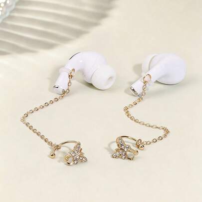 Kẹp khuyên tai chống thất lạc hình nơ đính đá lấp lánh, giá đỡ tai nghe bằng thép không gỉ tương thích với Pro 1/2/3/4 Pro 2