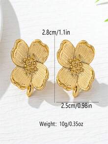 1对金属花朵耳钉，适合所有季节 - 金黃色 - 查看 4