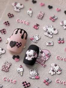 Cartoon Interesting Nail Stickers, Nail Stickers To Relieve Stress, Women's Self-Adhesive Nail Stickers, 5D Embossed Effect, Cute And Fun, Exquisite Themes, Simple DIY Nail Art Decor, Holiday Gifts, Party Style Stickers, Water Cup And Phone Decorative Stickers - Multicolor - View 7