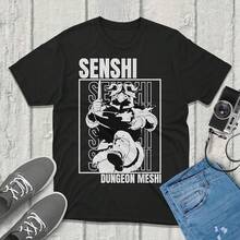 Senshi Dungeon Meshi Delicious In Dungeon TShirt Anime Graphic Tee Vintage Streetwear Unique Design Perfect For Gamers & Anime Fans - màu đen - Xem 1