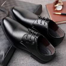 Fashionable And Luxurious Men's Pointed Toe Leather Shoes, For Casual And Formal Occasions, British Style, Breathable - Black - View 6