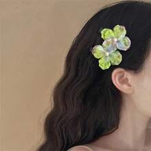 1/2/4/6个装女士夏威夷海滩花朵发夹，人造花朵和珍珠双层刘海侧夹，适合婚礼、海滩派对、休闲场合 - 彩色 - 查看 7