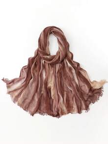 180cm X 70cm Artistic Tie-Dye Rayon Scarf - Contrasting Crinkle Texture Shawl, Breathable Non-Slip Large Women's Shawl & Versatile Summer Scarf - Multicolor - View 3