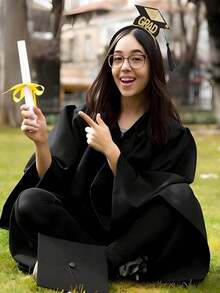 2件套 2026届毕业生绶带和“毕业”头饰套装，派对装饰，毕业庆典派对用品，流苏头饰配博士帽黑色缎带，毕业派对服装，节日派对用品 - 頭飾 - 查看 6