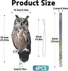 4-Pack Reflective Owl Deterrents: Hanging Bird Scarers For Garden & Windows - Amazed Eagle 4pcs - View 2