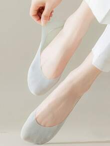 1/5/10双装硅胶防滑女袜冰丝夏季高品质搭配休闲透气隐形船袜 - 彩色 - 查看 5