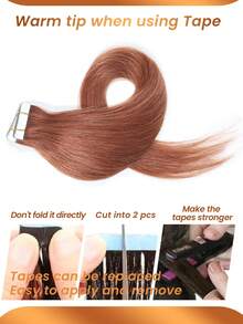 20pcs Copper Red Seamless Invisible Hair Extension Tape, Women Long Hair PU Tape-In Hair Extensions - S33 - View 6
