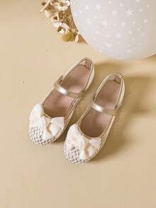 Sepatu Liburan Anak Perempuan Model Pita Cantik dan Modis, Musim Semi/Panas - Emas - View 2