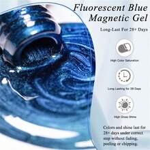 Mtssii 1 lọ 7ml Sơn móng tay gel mắt mèo màu xanh huỳnh quang, hiệu ứng hạt thủy tinh lấp lánh gradient, sơn gel từ tính hình mèo, sơn gel UV LED bán vĩnh cửu, dễ tẩy rửa, thích hợp cho móng tay mùa hè, dụng cụ làm móng DIY cho salon và gia đình. - Nhiều màu - Xem 5