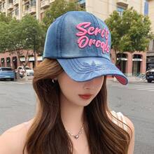 English Letter Denim Baseball Cap, Women's Summer Hat, Sun Protection, Fashion Outdoor Curved Brim Adjustable Snapback - Multicolor - View 6
