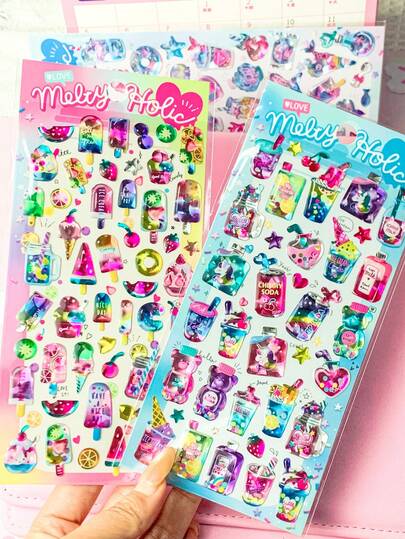 Pegatinas 3D con relieve de dibujos animados, pegatinas decorativas interesantes para niños, pegatinas de cristal transparente resistentes al agua, materiales para manualidades con pegatinas. Regalos de pegatinas decorativas. Decoración del hogar y la habitación, decoración de fiestas, regalos de cumpleaños, regalos para diversas festividades, artículos de moda. Manualidades. Este es un regalo para amigos o parejas. Ceremonia de graduación - Ceremonia de apertura. Regalo de vuelta a la escuela - Regalo de graduación. Regalo del Día de San Valentín. Pegatinas decorativas, esenciales para la temporada de vuelta a la escuela. Fiesta