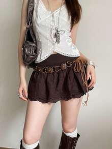 1 st. personligt midjerep i brunt polyestermaterial med pärlor för kvinnor - Brun - Visa 4