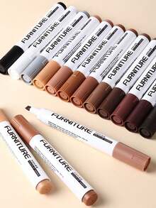 12pcs Wood Grain Marker Pens, Wooden Composite Floor Scratch Repair Pens, Waterproof Non-Fading Caulk Pens, Scratch Repair Marker, Caulk Pens - Touch-up Paint Pen - View 12