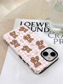 1pc Cute Cartoon Bear Pattern Glossy 2-In-1 Phirim Case Full Coverage Hard Phone Shell Suitable For Samsung/ 11/12/13/14/15/16/17 Pro Max - Multicolor - View 3
