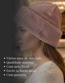 Lilas Inova Women's Winter Plush Beanie, Soft Style, Limited Edition, Casual, Fluffy Polyester Faux Fur, Contrast Beanie, Nightwear, Holiday, Home, Daily, Autumn/Winter - Bụi hồng - Xem 7