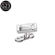 1 件简约钛金嵌入式方晶锆石花朵、十字架、星星装饰穿孔耳钉，适合佩戴者 - 銀色 - 查看 16