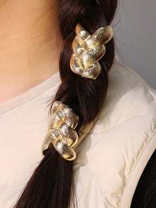 Exaggerated Personalized Criss-Cross Braided Hair Scrunchie, Elastic Hair Tie For Ponytail - Multicolor - View 3