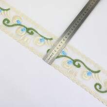 7.5cm Wide Lace Trim Ribbon, Delicate Cotton Embroidered Ribbon For Wedding/Bridal Decor, DIY Crafts Sewing, Home Decor, 1 Yard (Blue Beige) - Multicolor - View 2
