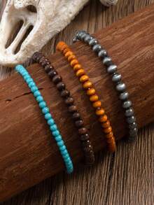 1 Bộ vòng tay đính hạt đá ngọc lam nhân tạo kiểu Bohemian - Kiểu 11 - Xem 5