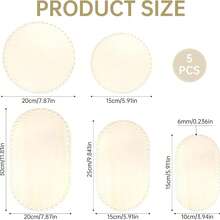 木质篮底，5个装，5种尺寸，椭圆形/圆形，空白实心钩编篮木底座，适用于DIY篮子工艺编织制作材料 - 籃子 - 查看 2