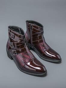 Botas Chelsea para hombres, estilo retro clásico de caña alta, cómodas y transpirables, adecuadas para caminar al aire libre, senderismo, uso diario, tallas grandes, nuevas para otoño/invierno - Rojo - Ver 2