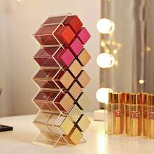 Acrylic Multi-Compartment Lipstick Storage Box, Transparent Lip Gloss Organizer Display Rack - 1PC - View 3